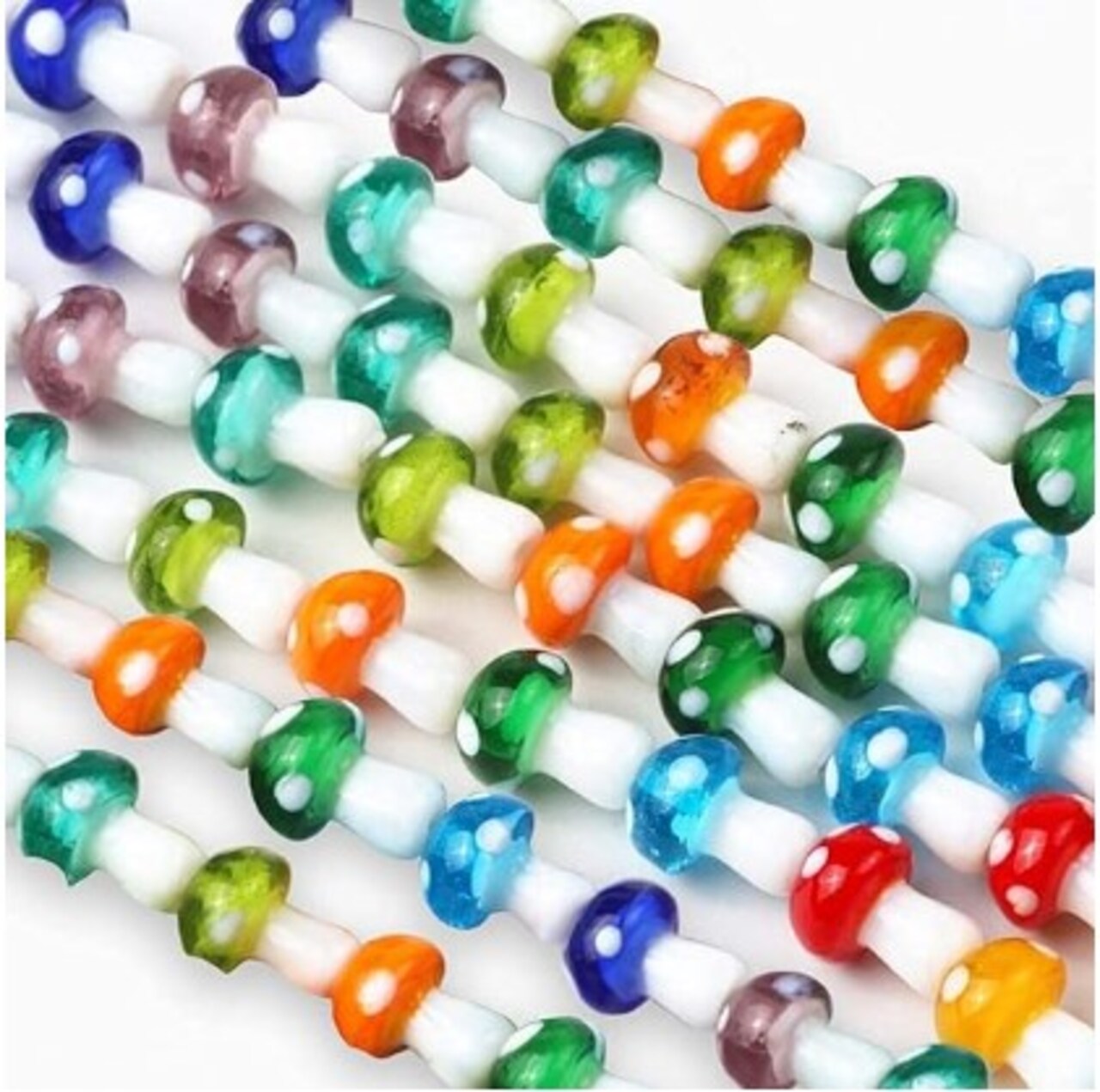 Murano Handmade Lampwork Glass Smooth Loose Beads Holes Beads Fit Jewelry Making Findings Charm Mushroom Bead Mixed Color Fashion
